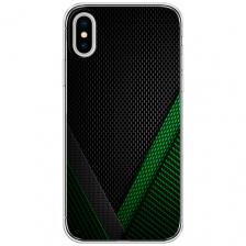 Силиконовый чехол на Apple iPhone X (10) / Айфон Икс (Десять) "Зеленый карбон"