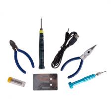 Набор для пайки USB-паяльник 8 Вт, кусачки, тонкогубцы, подставка, припой, отвертка (12-0168)