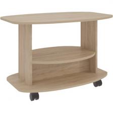 Стол на колесах журнальный с полкой Лидер, цвет дуб сонома Mebelson (арт.CZ-008.1544) (овальная столешница, 4 ножки)