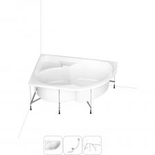 Асимметричная премиум-ванна Grance Hill производится в размере 170*105 см с лево- и правосторонним разворотом. В сочетании с закругленным экраном, изготовленным без швов и стыков, купель с диагональным расположением превращается в стильный акцент, а ее эргономичная форма позволит расположиться с комфортом людям разного телосложения. Широкие бортики — идеальное место для предметов гигиены или же монтажа встраиваемого смесителя. Основа ванн из литьевого акрила — жесткий 4 мм лист полиметилметакрилата (ПММА), который помещают в вакуум-формовочное оборудование и под большим давлением заполняют матрицу будущей ванны. Для максимальной прочности конструкции по всему основанию купели закладывается усиленная плита ДСтП, а внешняя сторона покрывается смесью полимера с отвердителем и ровингом. После отверждения в ванне высверливают отверстия для слива-перелива. Сифон-автомат Useful Extras от Wellsee изготовлен из полипропилена высокой термической стойкости и прочности, неуязвим к воздействию агрессивных химических средств. Самоочищающаяся форма и изгибы сифона препятствуют скоплению грязи внутри обвязки и поддерживают высокую пропускную способность — 50 л/мин. Конструкция ванны предполагает установку на поперечные ножки или усиленный металлический каркас с максимальной нагрузкой до 500 кг и предусматривает дополнительную фиксацию к стене. Наличие регулировок на каждой ножке и распорках обеспечивает удобство установки на различных поверхностях.