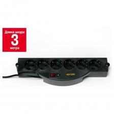 Сетевой фильтр VEKTOR solo черный 3м (повышенное помехоподавление и дополнительная тепловая защита) 7745 предназначен для защиты электроники от импульсных и высокочастотных помех в промышленных зданиях, а также в нестабильных бытовых электросетях.