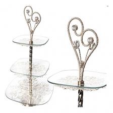 Конфетница, 3-х ярусная 29,5 х 29,5 х 63 см. фруктовница стекло и металл