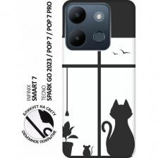 Матовый чехол Cat and Mouse для Infinix Smart 7 / Tecno Spark Go 2023 / Pop 7 / Pop 7 Pro / Инфиникс Смарт 7 / Текно Спарк Го 2023 черный