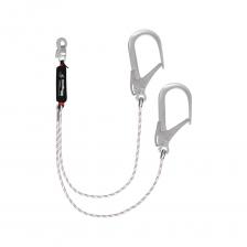 Строп веревочный применяется в страховочных системах для безопасной остановки падения совместно со страховочными привязями. Также может использоваться в качестве удерживающего стропа и стропа для позиционирования. Двухплечевой строп удобен для движения по металлоконструкциям с соблюдением принципа непрерывности страховки. Карабины с раскрытием до 110 мм расширяют спектр совместимых анкеров. В конструкцию включен амортизатор рывка. Текстильный чехол на амортизаторе позволяет с легкостью проводить его осмотр и обслуживание. Узлы стропа защищены прозрачной термоусадочной пленкой, обеспечивающей возможность визуального контроля. В комплектацию входят карабин «Стальной Монтажный малый» (арт. vpro 0052) и 2 карабина «Монтажный 110» (арт. vpro 0258). Длина стропа 200 см.