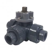 Трехходовой шаровой кран TECHNO 3015T-PVC ПВХ, под привод DN15, рабоч. темп. -10~50C 655315