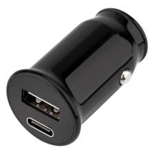 Автомобильное зарядное устройство USB-A+USB-C, 2,4 A, черное (18-2228)