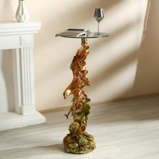 Столик журнальный декоративный «Ястреб на скале», под золото и серебро, 45x45x104 см