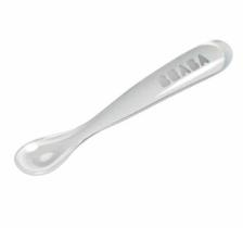 Эргономичная силиконовая ложка Beaba 4+grey