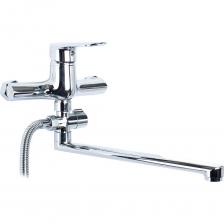 Смеситель Damento NovaИзящный смеситель серии Nova, созданный специально для оснащения ванной комнаты с идеальным сочетанием стиля и функциональности. Инновационная конструкция модели BA01.20 включает следующие особенности:Шаровый механизм: обеспечивает плавное переключение потоков воды, минимизирует износ деталей и продлевает срок службы изделия.Хромированное покрытие: идеально вписывается в современные интерьеры, подчеркивает элегантность дизайна и легко очищается от загрязнений.Высокий поворотный излив длиной 300 мм: позволяет удобно пользоваться раковиной даже при наполнении крупных емкостей водойРегулируемая лейка с пятью режимами подачи струи: дарит комфорт при принятии душа благодаря выбору подходящего типа потока.Простота установки: компактные размеры и продуманная система крепления делают монтаж удобным и быстрым процессомТехнические характеристики:Тип управления: шаровый клапанМатериал корпуса: латуньПокрытие: хромированный слойДлина излива: 300 ммКоличество режимов лейки: 5Способ монтажа: настенныйИдеально подходит для обновления интерьера вашей ванной комнаты, создавая стильный дизайн и обеспечивая высокий уровень комфорта и удобства использования.