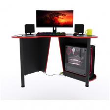 Угловой компьютерный стол "Угол", 120x87x75 см, чёрный с красной кромкой