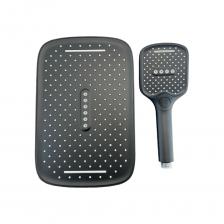 Комплект состоит из душевой лейки и тропической лейки. Лейка имеет 2 режима подачи воды: струя и водопад. Режимы переключаются нажатием кнопки. Размер душевой лейки 100х250 мм. Размер тропической лейки 320х210 мм.