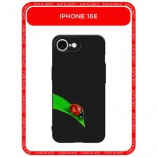 Черный матовый чехол на Apple iPhone 16e / Айфон 16е с принтом На счастье