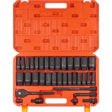 Набор инструмента Набор ударных головок Airline 1/2" 78 мм, метрические и дюймовые размеры, пластиковый кейс, 35 предметов ATAS085