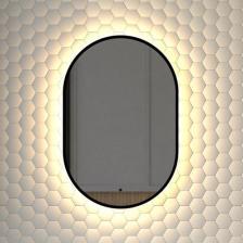 Зеркало Defesto Aura DF 2931R 40x60, с теплой подсветкой, инфракрасный выключатель, черное