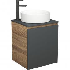 Тумба Bauedge Bau Dream Blackwood 50 графит, раковина BAU Dream круглая, смеситель для раковины высокий Hotel Black, черный SD4050