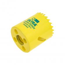 Коронка биметаллическая HSSE-Co8(M42) Ultra, предназначена для сверления в безударном режиме цветных металлов, стали, чугуна, нержавеющей стали, твердой и мягкой древесины, фанеры, столярных плит, ДСП, композитных материалов, пластика, оргстекла, гипсокартона и гипсовых блоков. Применяется совместно с дрелями, перфораторами и стационарными станками. Зубья изготовлены из быстрорежущей стали с 8% содержанием кобальта HSSE-Co8(M42), а уникальная конструкция зубьев с положительным наклоном и шагом зуба 5,5 TPI обеспечивает гораздо более быструю и плавную резку всех материалов, требуя меньшего крутящего момента. Усиленная задняя часть корпуса коронки повышает прочность и снижает вибрацию, как следствие, срок службы коронки возрастает. Глубокие канавки между зубьями способствуют быстрому удалению стружки и предотвращению перегрева рабочей части коронки. Компенсационные прорези в корпусе обеспечивают снижение шума при работе, а также предотвращают деформацию пилы вследствие перегрева изделия. При сверлении рекомендуется использовать СОЖ, что значительно увеличит срок службы инструмента.