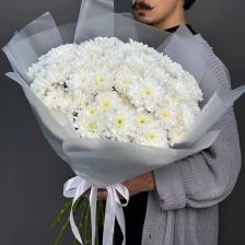 Букет живых цветов 4 СЕЗОНА Монобукет из 15 кустовых хризантем Зембла