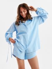 Костюм женский (блузка, шорты) MINAKU: Casual Collection цвет голубой, размер 48