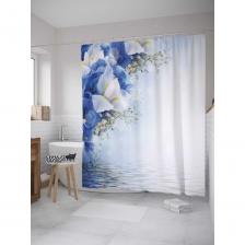 Шторка-занавеска для ванной Штора (занавеска) для ванной JoyArty "Цветение над водой" из сатена, 180х200 см с крючками, sc_33951