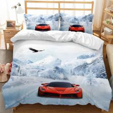 Комплект постельного белья 3D спортивный автомобиль красный King 2/3 шт.