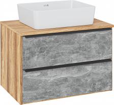 Тумба с раковиной Runo Мальта 70 подвесная, дуб, серая, раковина Tre 50