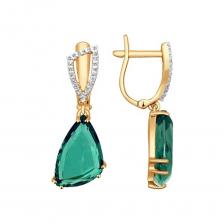 Серьги длинные SOKOLOV из золота с кварцем и фианитами 724247