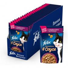 Корм для взрослых кошек Felix Sensations, с уткой, с морковью 26 шт. x 85 г (кусочки в соусе)