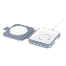 Беспроводное зарядное устройство 2 в 1, с технологией MagSafe для iPhone, AirPods и Apple Watch Blue (LMS201_BL)