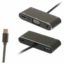 Переходник/адаптер Кабель HDMI+VGA+USB-USB-C 0.1M AT2810 ATCOM