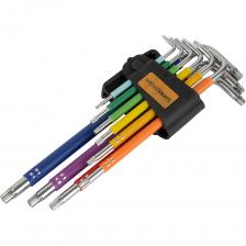 Набор Г-образных ключей TORX T10-T50 (9 шт.) – это высококачественный инструмент, предназначенный для работы с крепежными элементами формата TORX.Ключи изготовлены из прочной и износостойкой стали S2, которая обеспечивает долговечность и устойчивость к деформации.Комплект включает 9 ключей различных размеров (T10, T15, T20, T25, T27, T30, T40, T45, T50), что делает его универсальным решением для множества задач.Г-образная форма ключей обеспечивает удобный хват и оптимальное усилие при закручивании или откручивании крепежа.Инструменты поставляются в компактном держателе, который упрощает их хранение и транспортировку.Сталь S2 гарантирует защиту от коррозии и надежную работу даже при интенсивном использовании.Набор идеально подходит для ремонта автомобилей, бытовой техники, электроники, велосипедов и других изделий с крепежом формата TORX. Это незаменимый инструмент как для профессионалов, так и для домашних мастеров, который поможет выполнить работу быстро и эффективно.