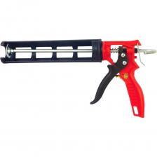 Пистолет для герметика Sila незаменим при различных строительных работах. Латунный регулятором подачи дает возможность регулировать объем подаваемого состава, а поворотный корпус обеспечивает комфортную работу и точное нанесение материалов. Пистолет Sila оснащен усиленным механизмом, что позволяет работать с более густыми составами, чем обычный пистолет для герметика. Сделан из ударопрочного пластика, что делает его легким, но при этом прочным.  