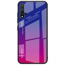 Чехол-бампер MyPads для Huawei P20 Pro стеклянный из закаленного стекла с эффектом градиент зеркальный блестящий переливающийся фиолетовый