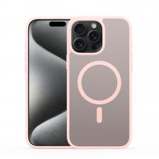 Прозрачный матовый чехол с рамками розового цвета (Light Pink) и с MagSafe от Dux Ducis для iPhone 15 Pro Max, серия Yind Series Case