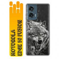 Чехол для Motorola Edge 50 Fusion с принтом волк принт (Моторола Эдж 50 Фьюжн)
