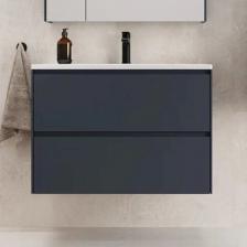 Тумба с раковиной Style Line Лима 100 см подвесная LINE 100 2 ящика PLUS Графит ЭМАЛЬ