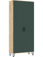 Шкаф двухстворчатый «Флэш», 900x410x2130 мм, цвет браш мени грин/дуб крафт