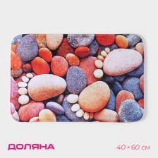 Коврик для ванной и туалета Доляна «Камни следы», 40x60 см