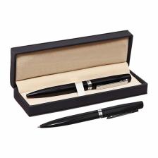 Ручка подарочная шариковая, в кожзам футляре, поворотная «Люкс», корпус черный/серебро