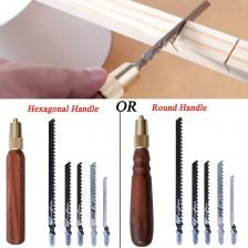 1 комплект, мини-съемная ручная пила с круглой/шестиугольной деревянной ручкой, ручная пила из высокоуглеродистой стали с 5 пильными полотнами для деревообработки