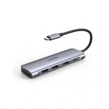 USB-хаб UGREEN CM195 USB-C PD блок питания, серый космос 70411