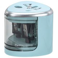 Точилка электрическая Brauberg DUAL, для 2 диаметров карандашей, 4 батарейки АА, голубая (270578)