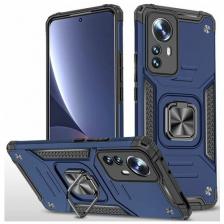 Противоударный чехол для Xiaomi 12 / 12X синий с пластиной для магнитного автодержателя и кольцом подставкой