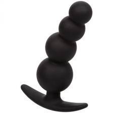 Носимая анальная елочка Boundless Beaded Plug, 9 см, 4 бусины, черный