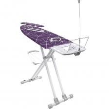 Широкая гладильная доска предназначена для глажки белья. Модель оснащена электросоединителем и эргономичной подставкой под утюг.Подходит для правшей и левшей. Доску можно плавно регулировать по высоте. Колеса на опорах служат для удобного перемещения в сложенном виде.