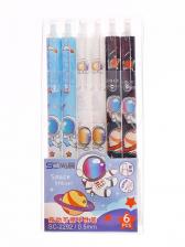 Ручка гелевая автоматические стираемые чернила, 0.5 мм, стержень синий, грип, Космонавт, МИКС