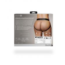 Страпон Черные трусики-джоки для страпона с вибропулей - размер XL-XXL