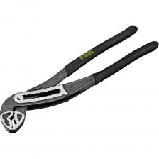 Переставные клещи длиной 240 мм с обливными рукоятками предназначены для фиксации и вращения деталей и заготовок различной формы. Подходят для захвата фитингов, труб, крепежных элементов. Инструмент используется при проведении ремонтных, монтажных, сантехнических работ.