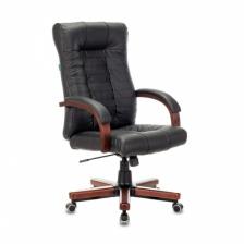 Кресло руководителя Бюрократ KB-10WALNUT/B/LEATH черный кожа крестовина дерево