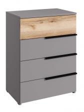 Комод напольный для хранения «Йорк», 4 ящика, 600x403x807 мм, цвет серый шифер/дуб делано