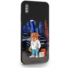 Черный силиконовый чехол MustHaveCase для iPhone XS Max Tony Moscow city/ Тони Москва Сити для Айфон 10С Макс